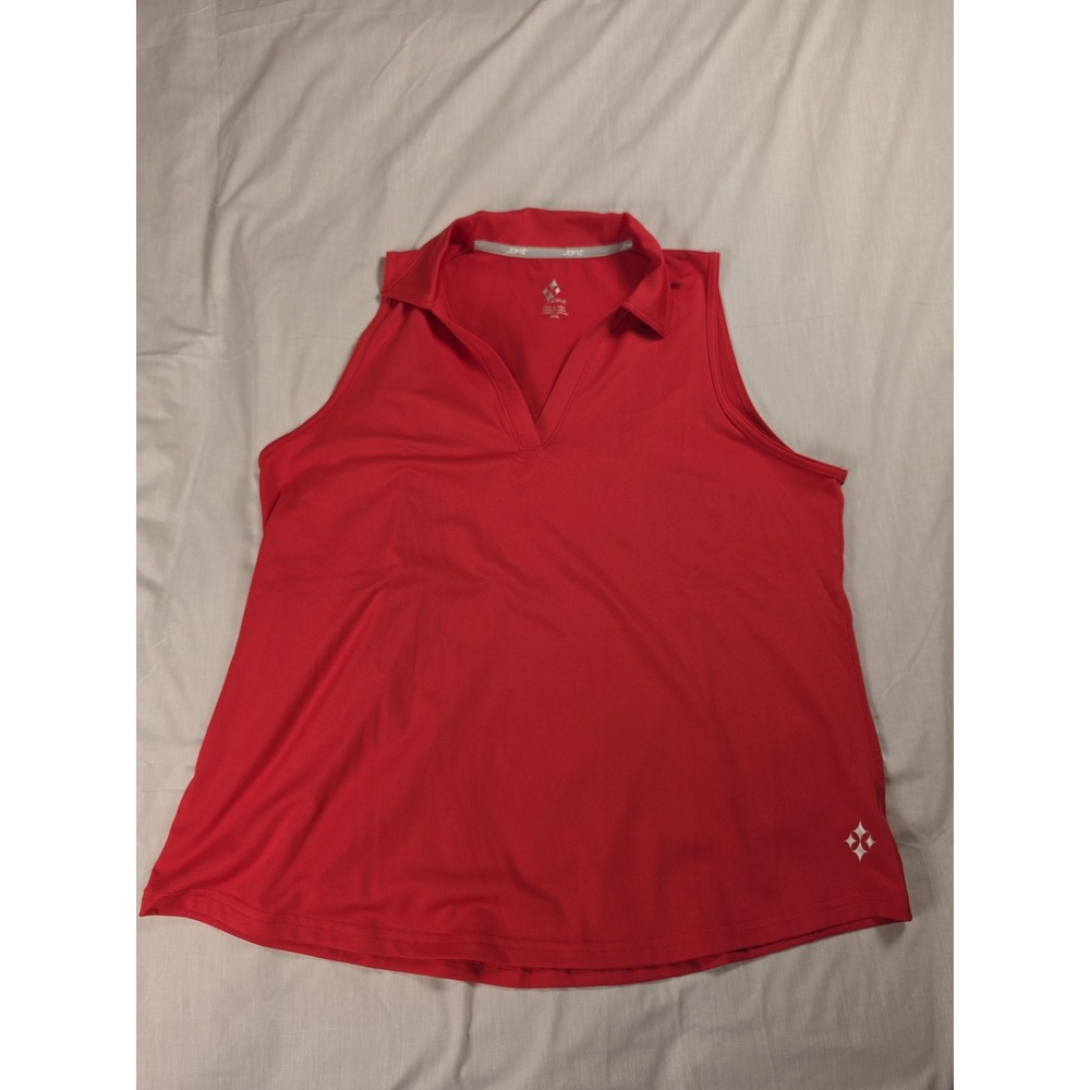 Jofit Polo Shirt Womens XXL Red Sleeveless Collared Golf Activewear Stretch